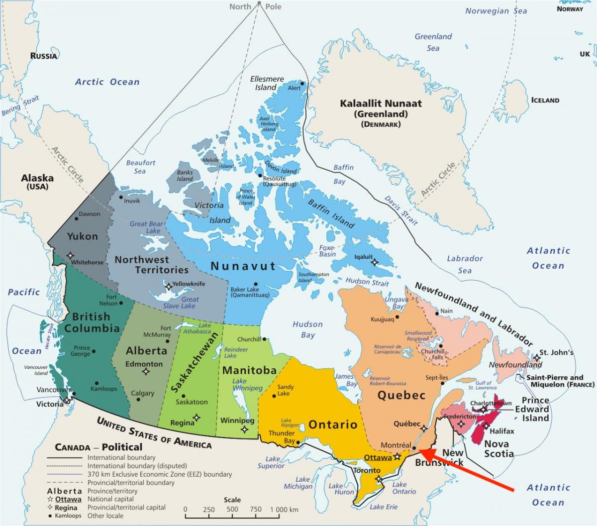 مونتريال على كيبيك - كندا خريطة